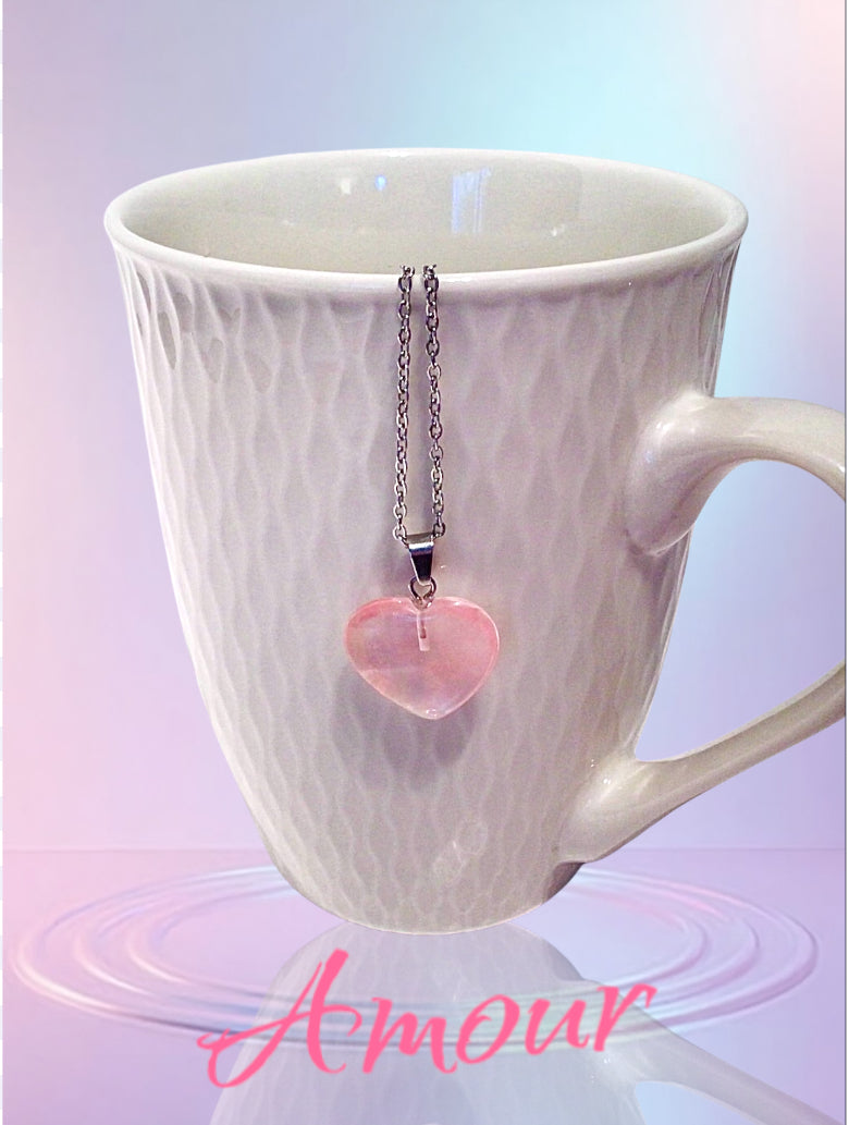 Collier Cœur Quartz Rose 💖