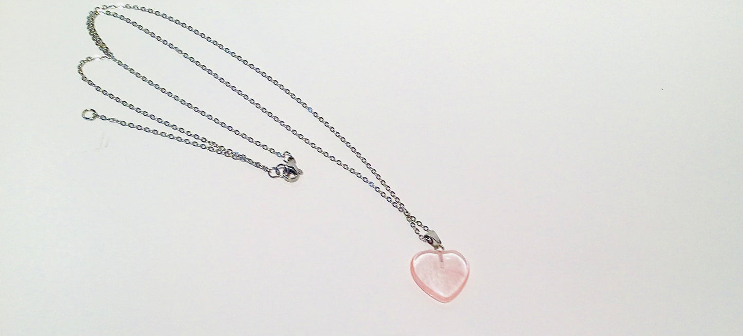 Collier Cœur Quartz Rose 💖
