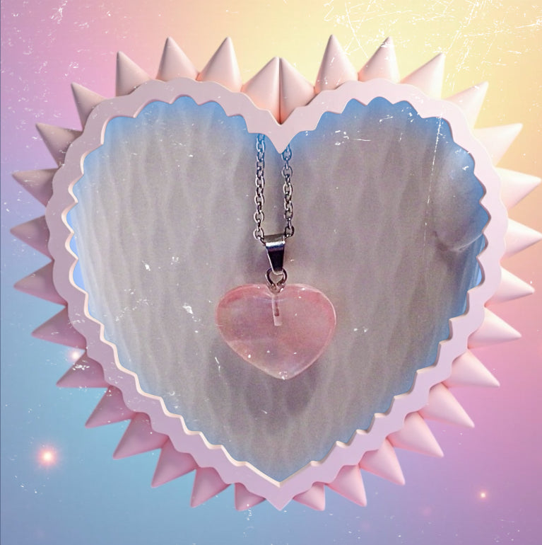 Collier Cœur Quartz Rose 💖