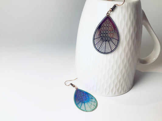 Boucles d’oreilles arc en ciel crochets bronzes