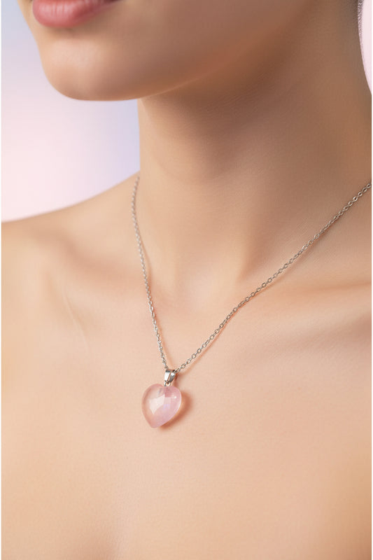 Collier Cœur Quartz Rose 💖